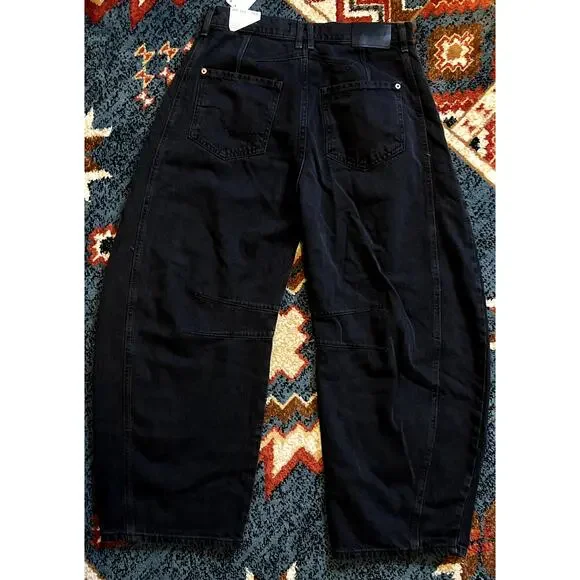 NWT We The Free Good Luck Mid-Rise Barrel Jeans Soundwave Black Size 25 - Picture 8 of 12
